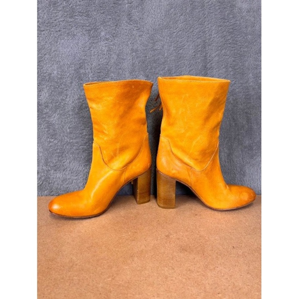 FREE PEOPLE Wild Rose Slouch Mustard Yellow leather Boots size 37 - Picture 5 of 9